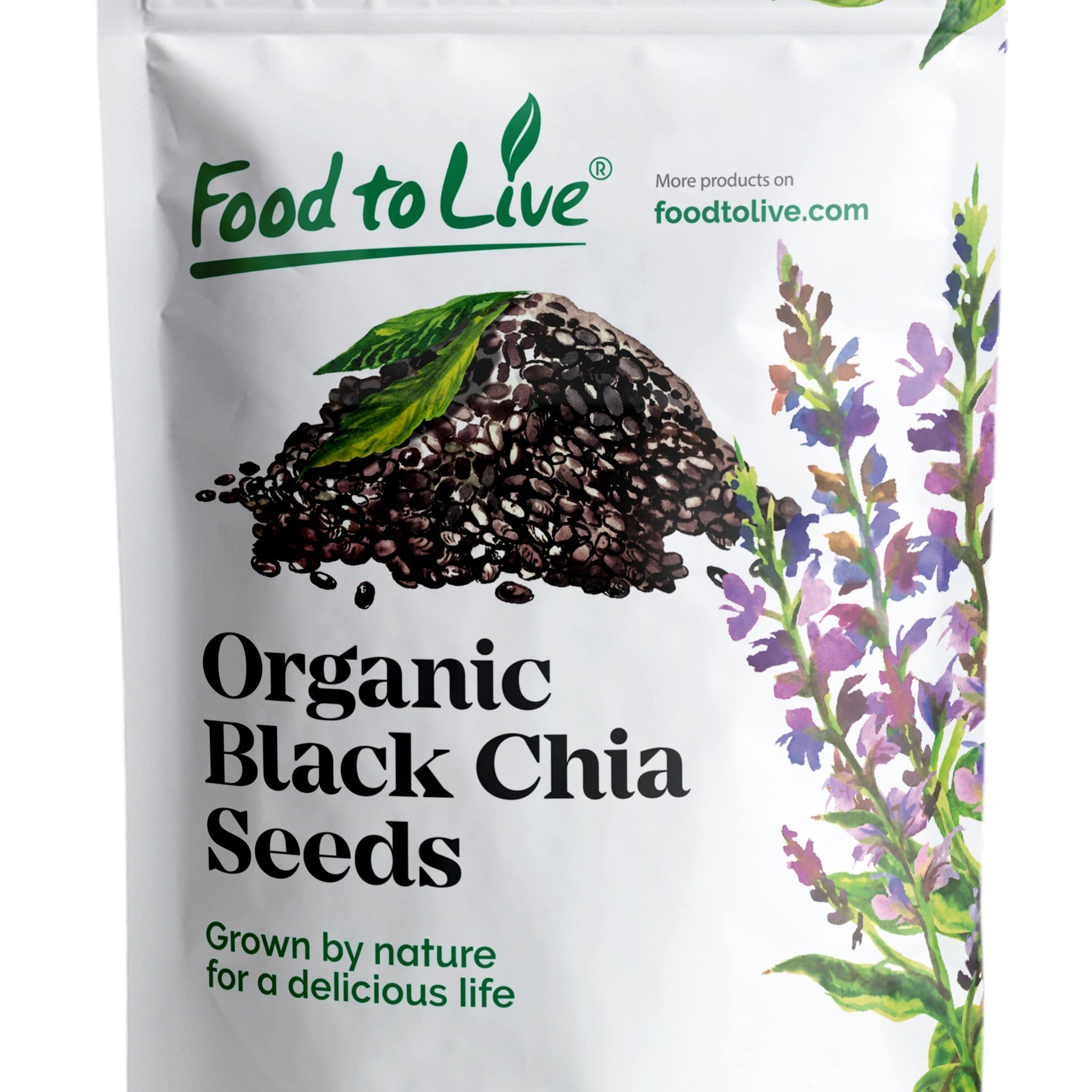 Organic Chia Seeds- Black, Vegan, Kosher, Non-GMO, Great for Smoothies, Sirtfood - by Food to Live