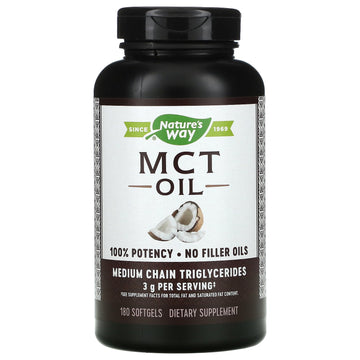 Nature's Way MCT Oil, Brain and Body Fuel from Coconuts*; Keto and Paleo Friendly, Organic, Gluten Free, 180 Softgels