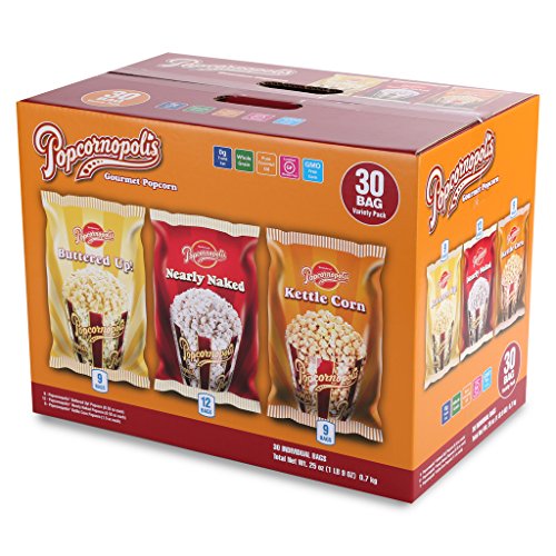 Popcornopolis Gourmet Popcorn Single Serving Variety Pack,  Box