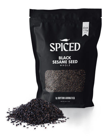 SPICED Black Sesame Seeds Whole,  Raw Sesame Seeds for Toasting, Baking, Cooking, Garnishing or Decorating